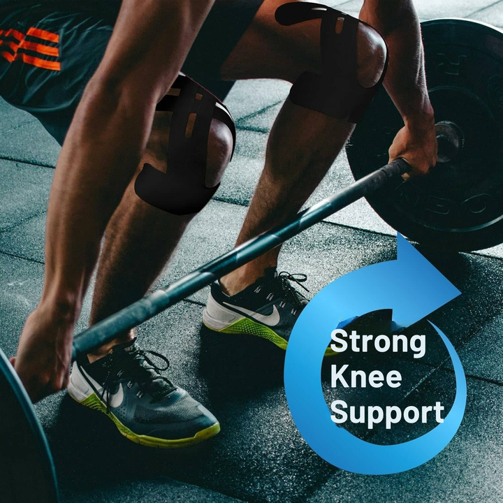 Knebandasje | Ferdigkuttet Kinesiotape | Pustende Knestøtte | Flexify