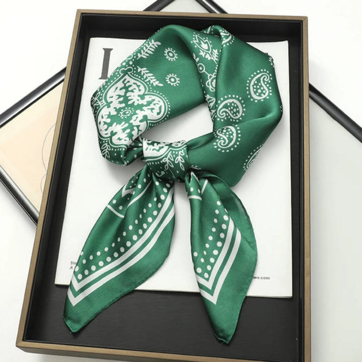 Satin scarf with print for women