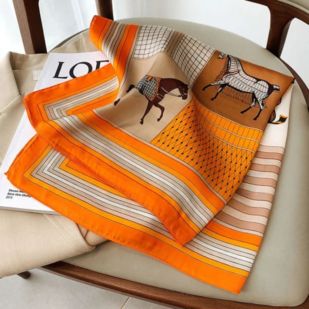 Satin scarf with print for women