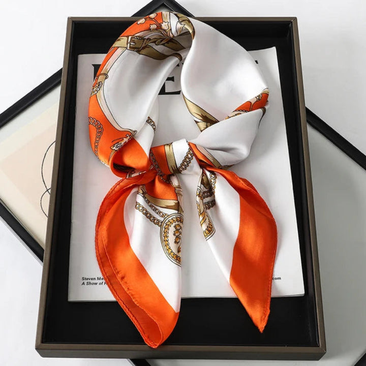 Satin scarf with print for women