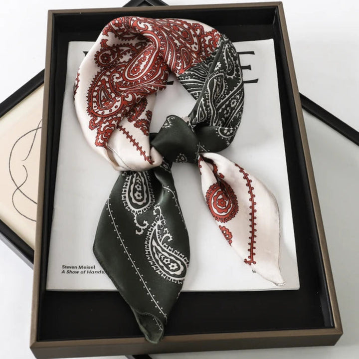 Satin scarf with print for women