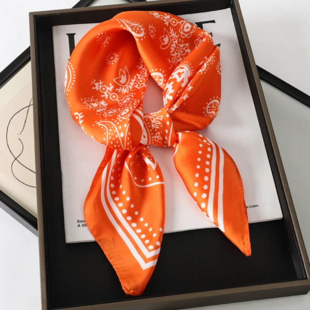 Satin scarf with print for women
