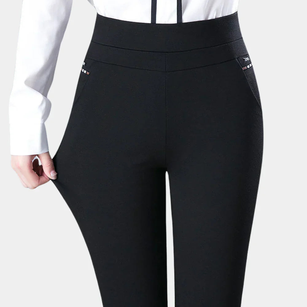 Stretch pants with high waist and comfortable fit