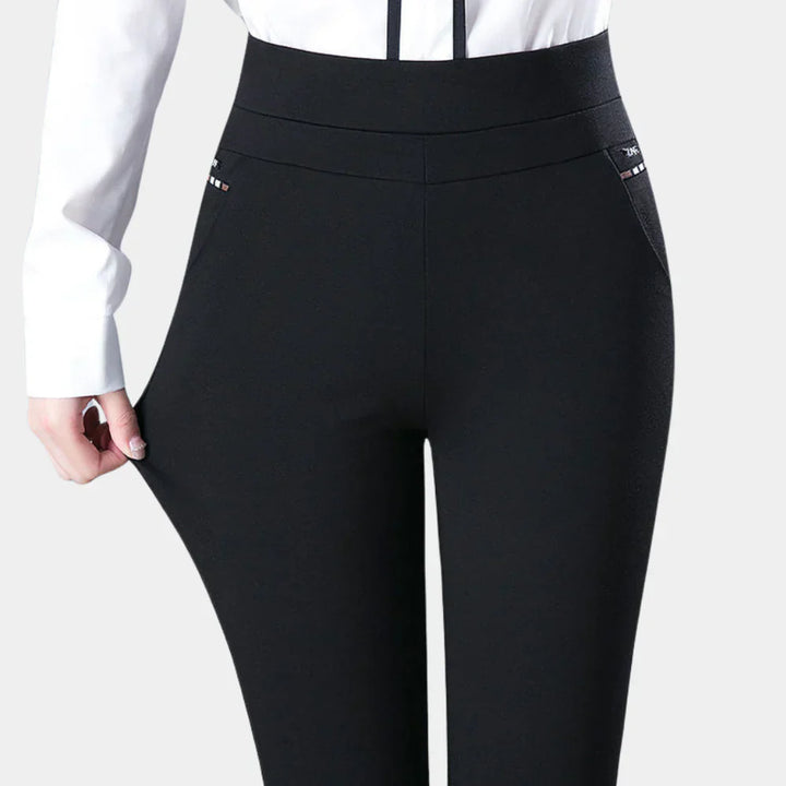 Stretch pants with high waist and comfortable fit
