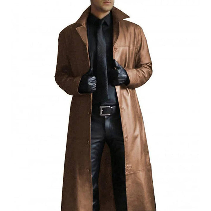 Light winter coat in faux leather for men