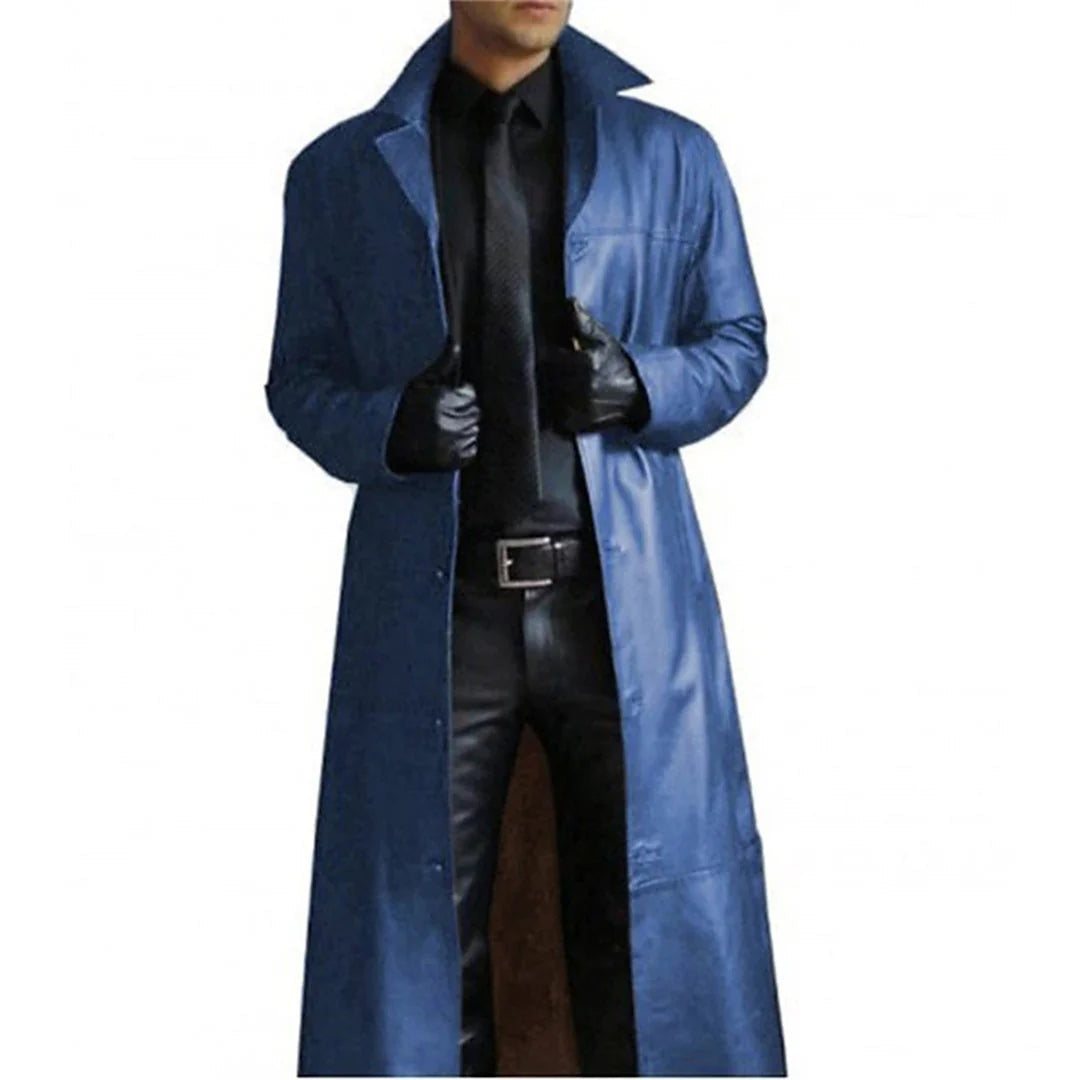 Light winter coat in faux leather for men