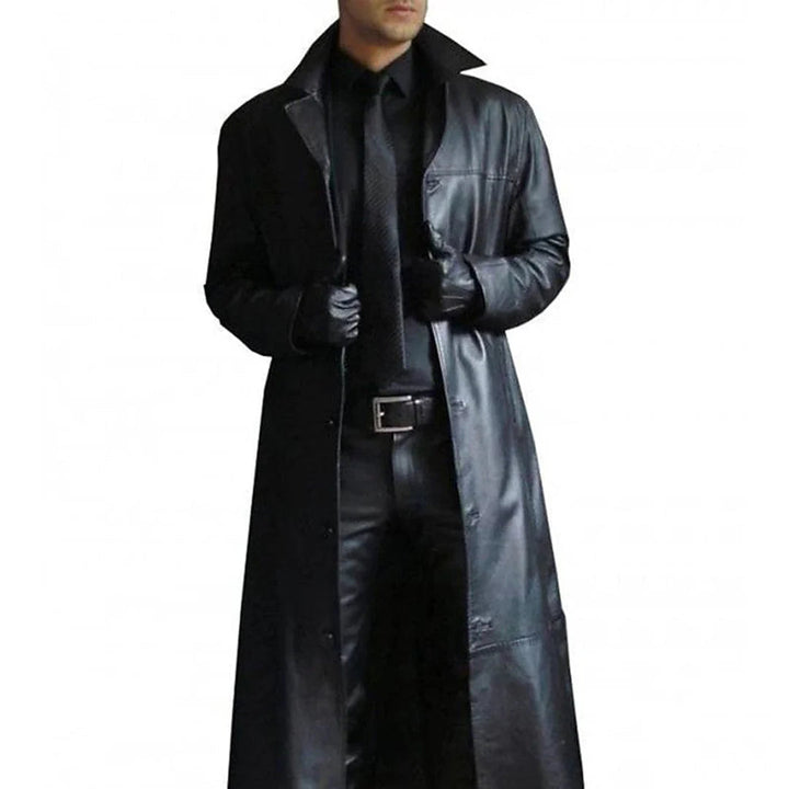 Light winter coat in faux leather for men