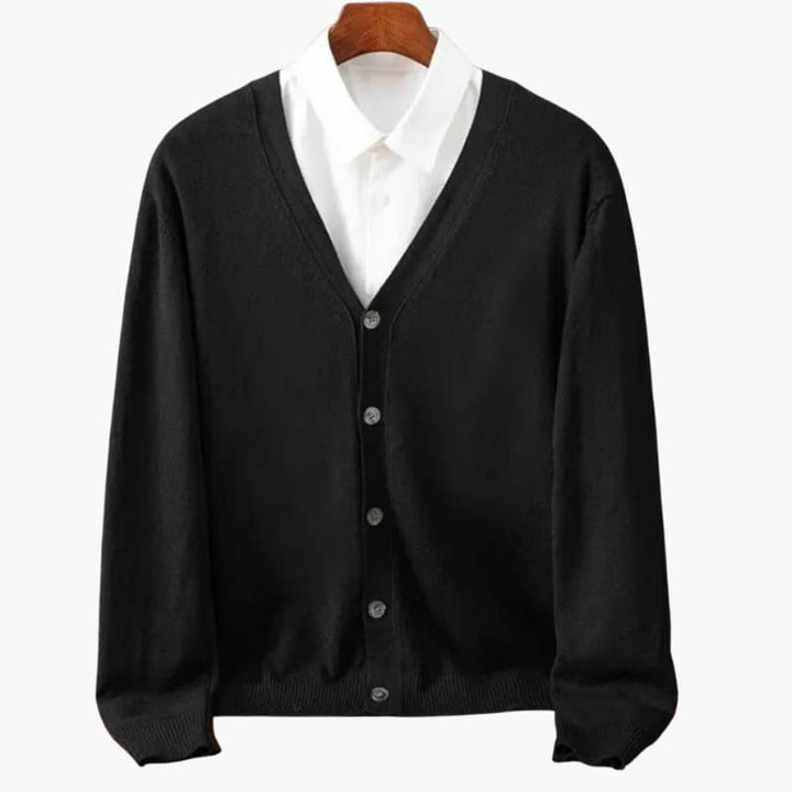 Menns V‑Hals Knapp‑Frem Cardigan – Klassisk Strikket Lag