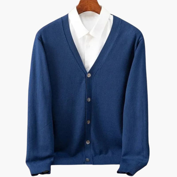 Menns V‑Hals Knapp‑Frem Cardigan – Klassisk Strikket Lag