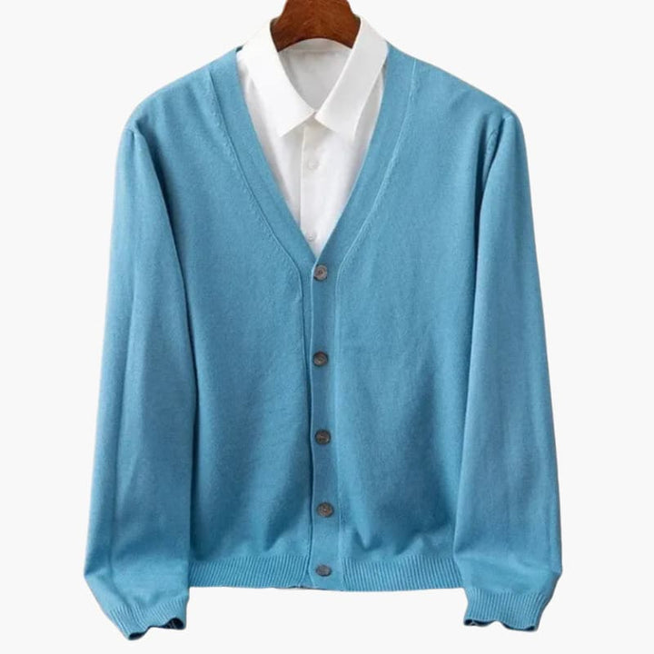 Menns V‑Hals Knapp‑Frem Cardigan – Klassisk Strikket Lag