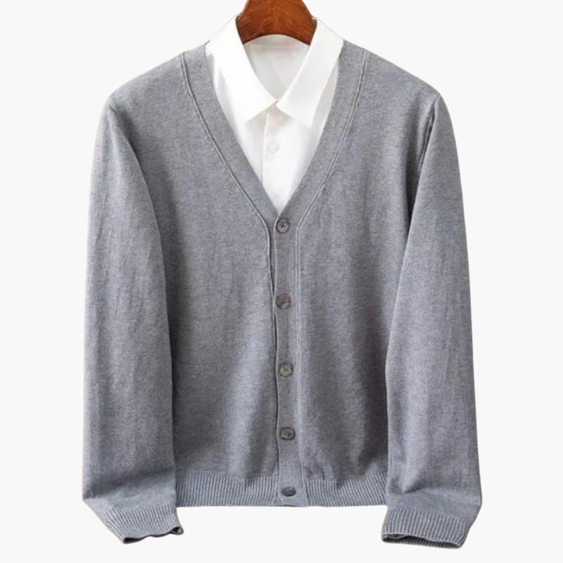 Menns V‑Hals Knapp‑Frem Cardigan – Klassisk Strikket Lag