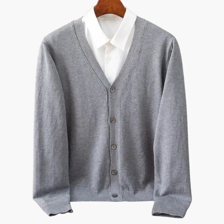 Menns V‑Hals Knapp‑Frem Cardigan – Klassisk Strikket Lag