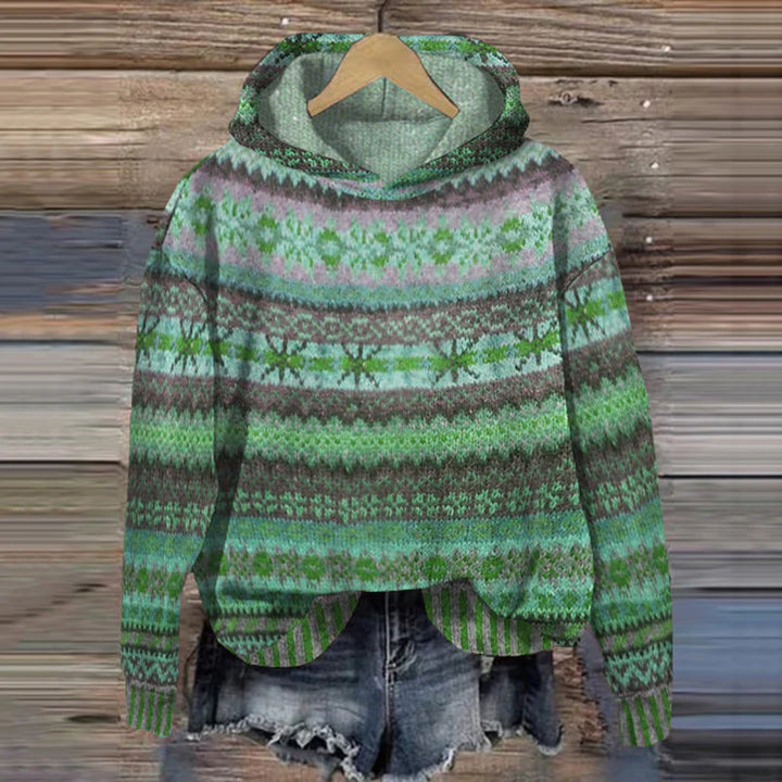 Vintage-Inspirert Fair Isle Hettegenser for Kvinner