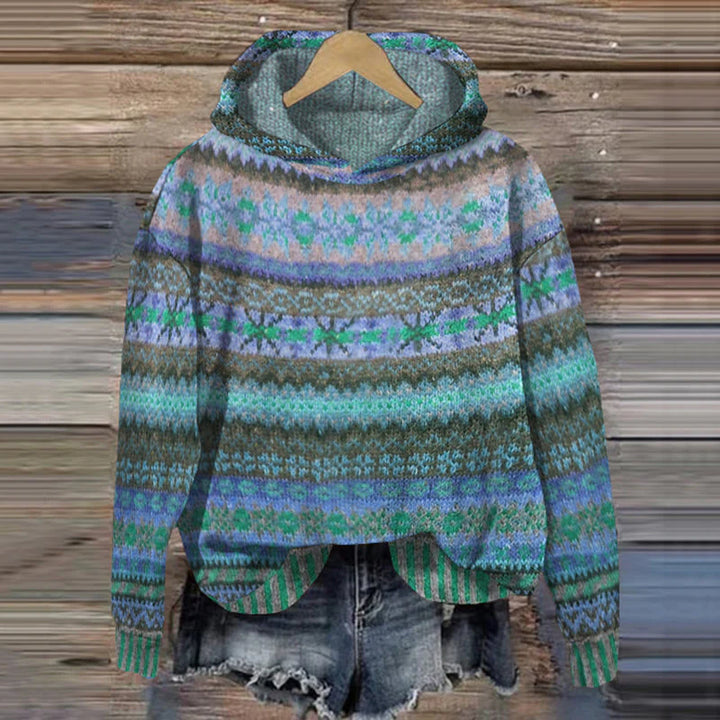 Vintage-Inspirert Fair Isle Hettegenser for Kvinner