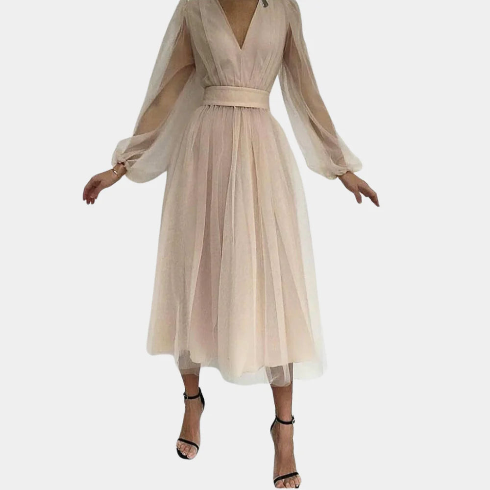 Vintage Blonde Detalj Midi Kjole