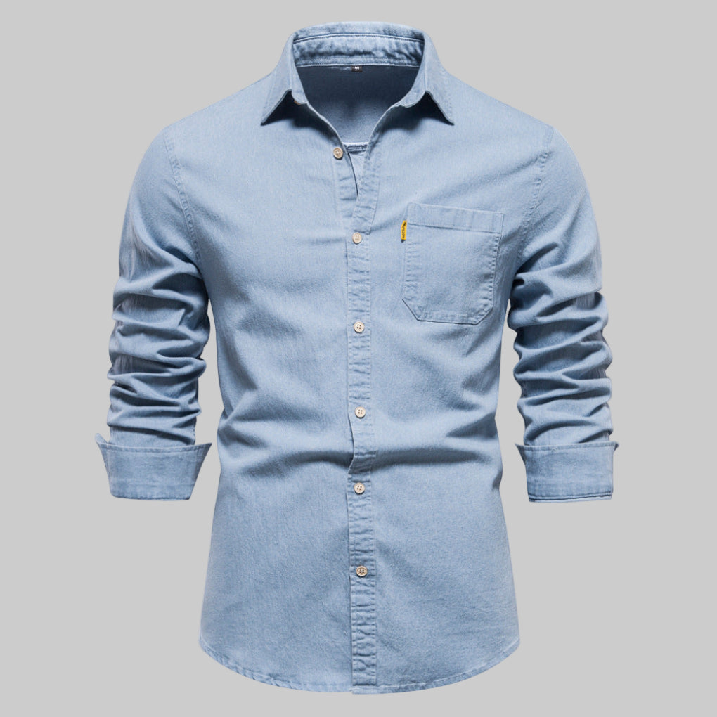Long-sleeved denim shirt for men