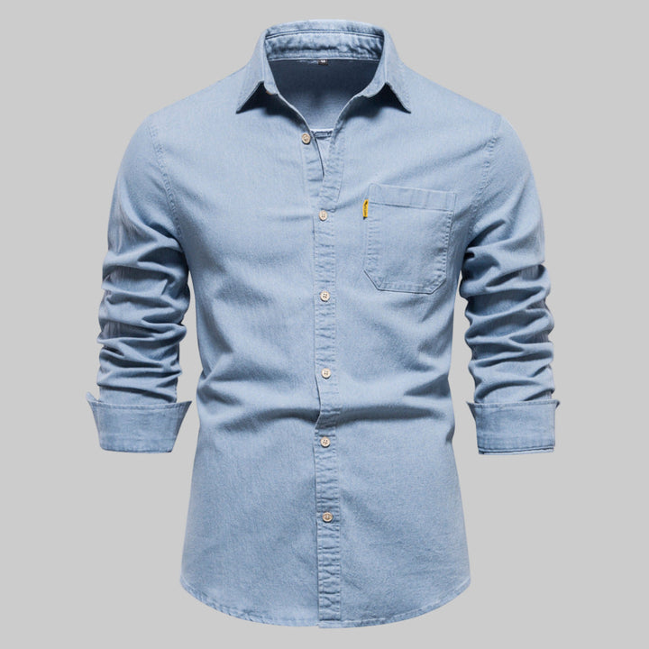Long-sleeved denim shirt for men