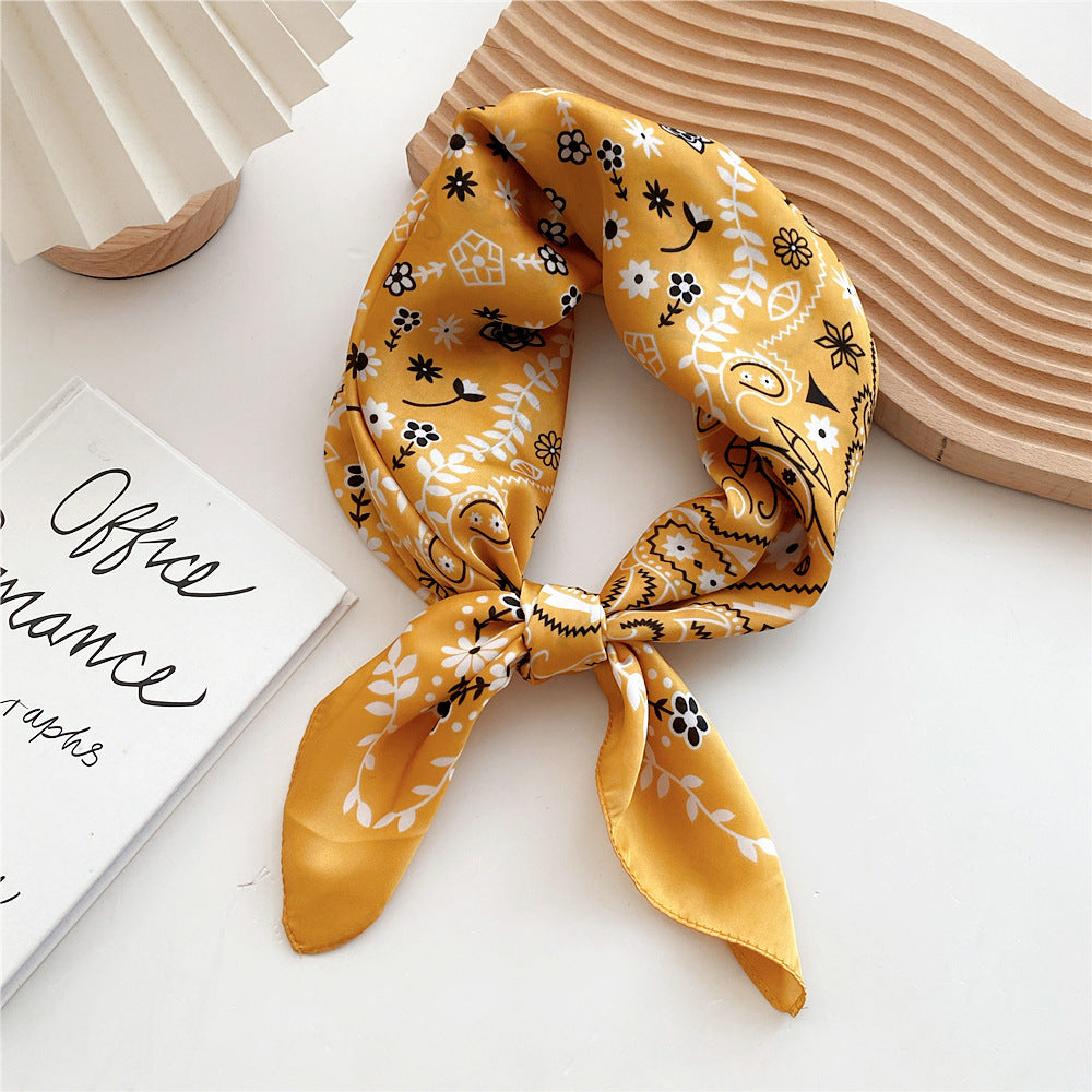 Satin scarf with print for women