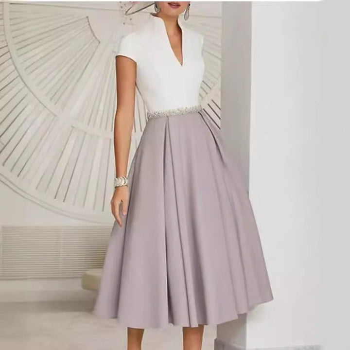 White summer dress with color blocks