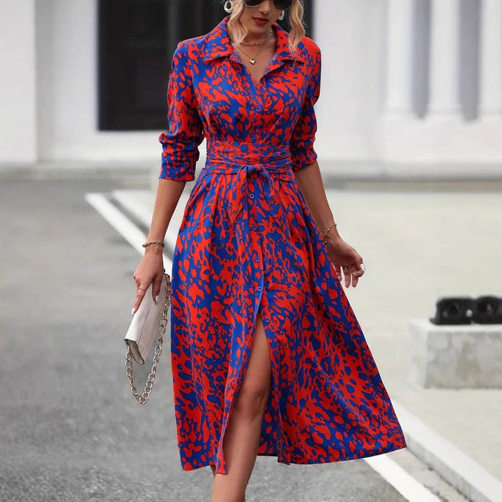 Atmungsaktives Midikleid mit Bindung in der Taille