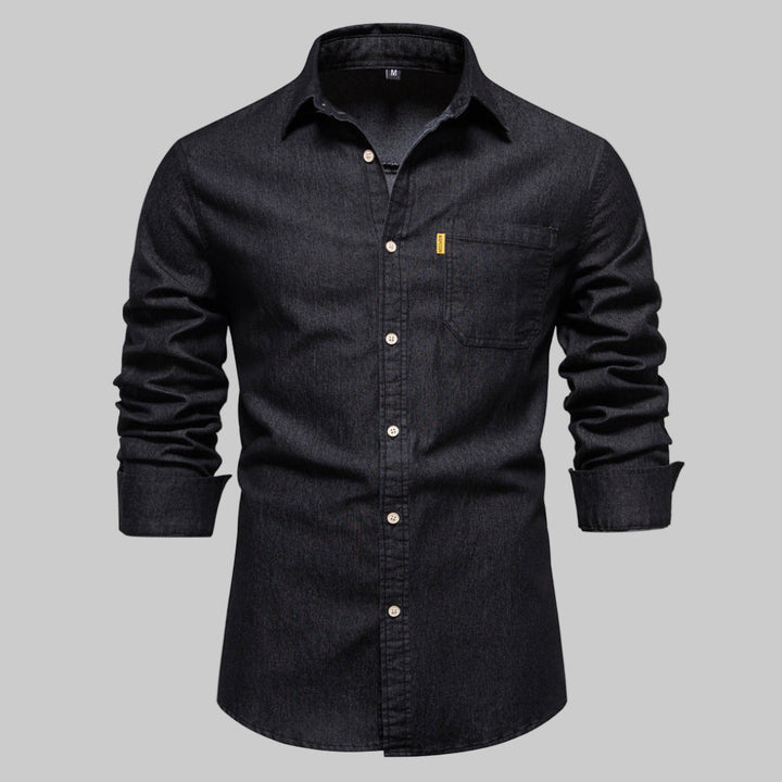 Long-sleeved denim shirt for men
