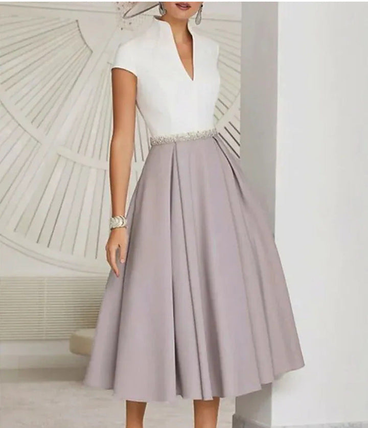 White summer dress with color blocks