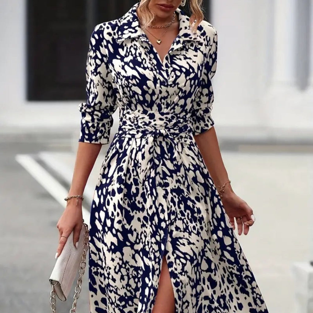 Atmungsaktives Midikleid mit Bindung in der Taille
