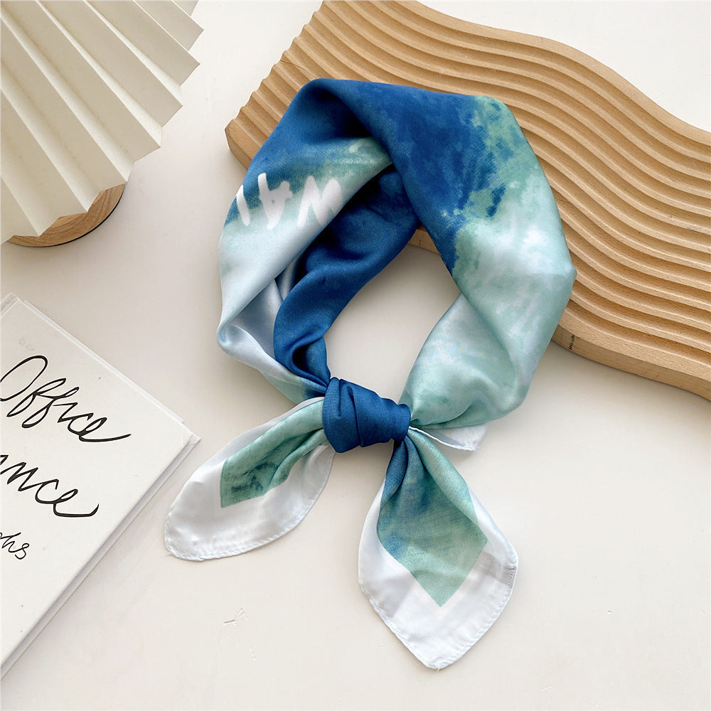 Satin scarf with print for women