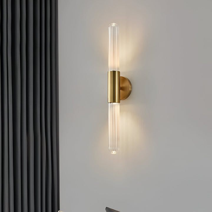 Nordisk Vegglampe i Glass med Vannbølgemønster i Messing LED 1 Lyskilde