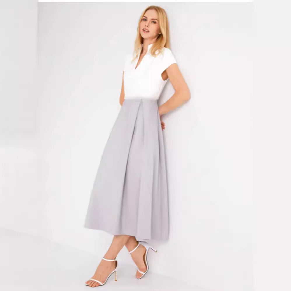 White summer dress with color blocks