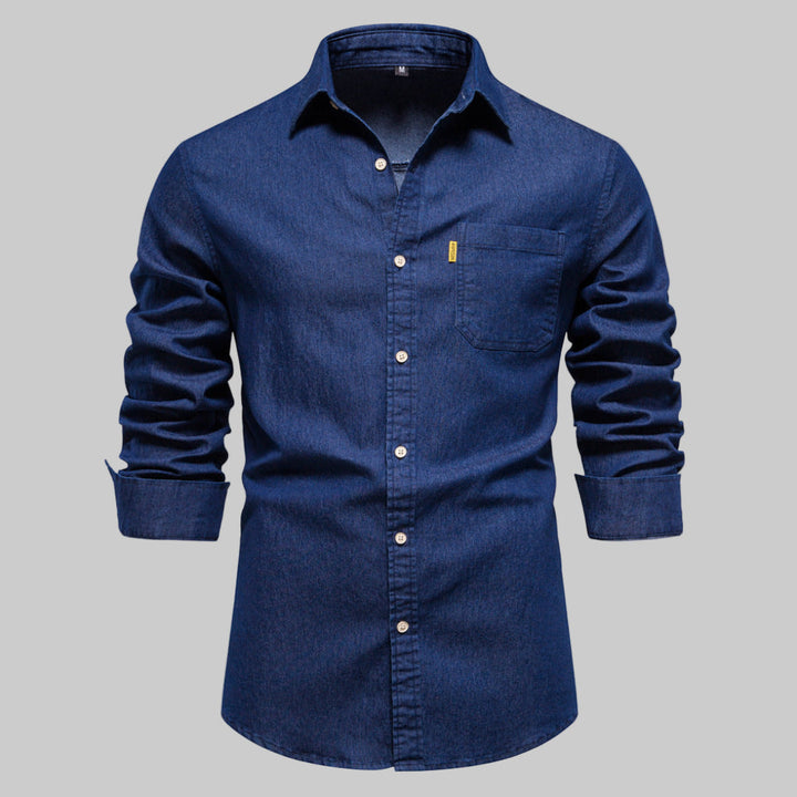Long-sleeved denim shirt for men