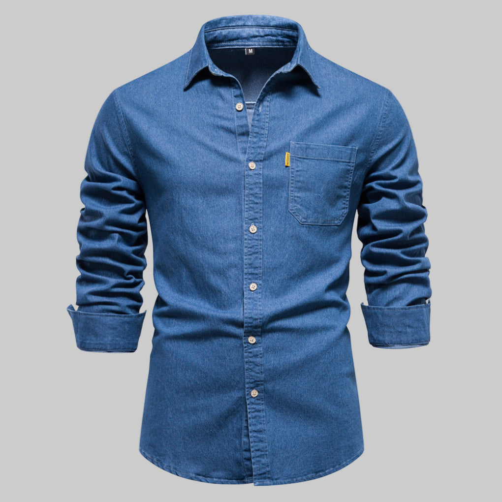 Long-sleeved denim shirt for men