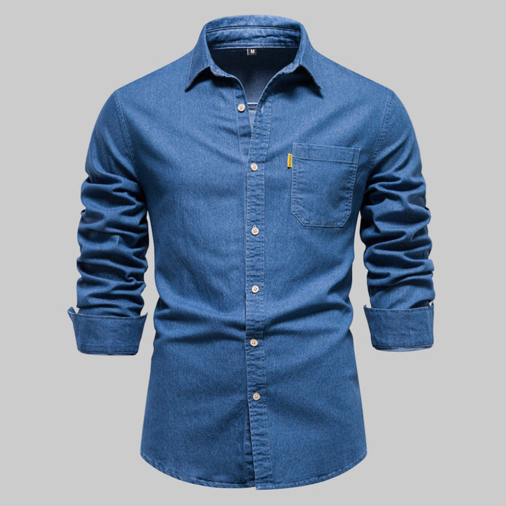 Long-sleeved denim shirt for men