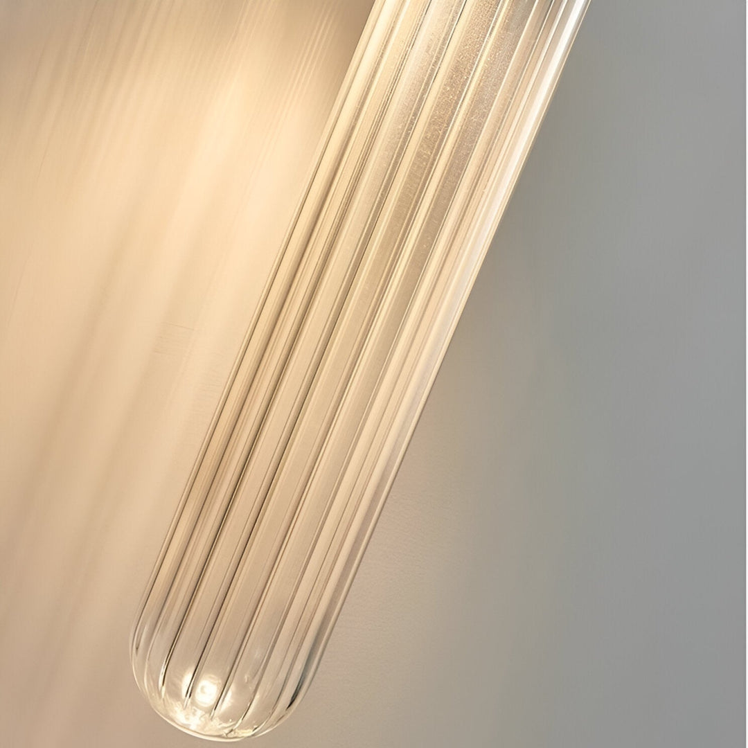 Nordisk Vegglampe i Glass med Vannbølgemønster i Messing LED 1 Lyskilde