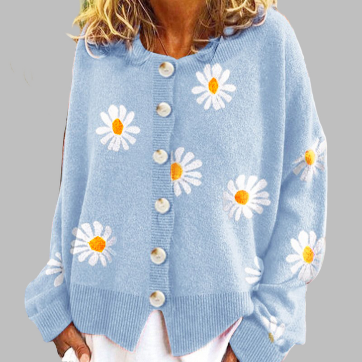 Flower knit sweater for women