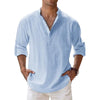 Lin Skjorte med Henley-krage for Menn