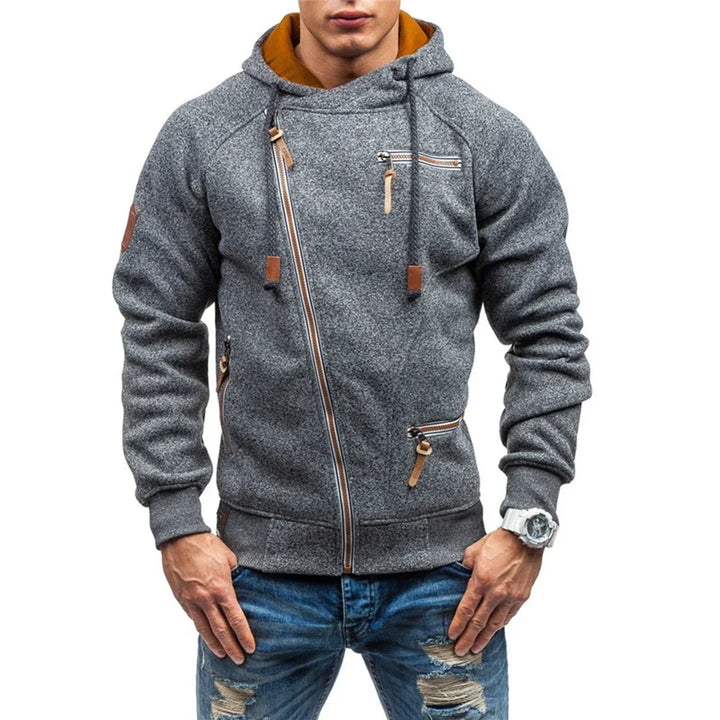 Casual Fleece Hoodie med Lommer for Menn