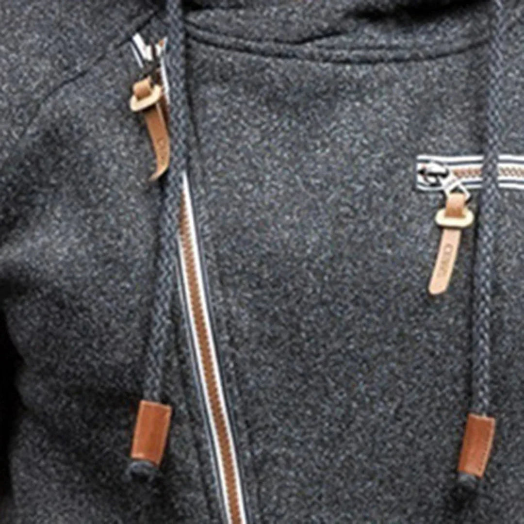 Casual Fleece Hoodie med Lommer for Menn