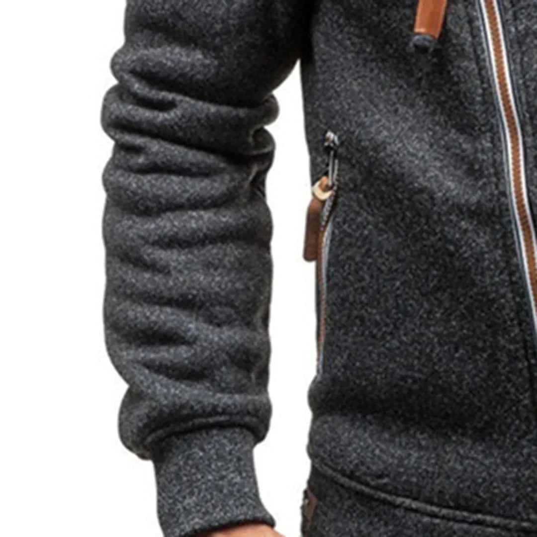 Casual Fleece Hoodie med Lommer for Menn