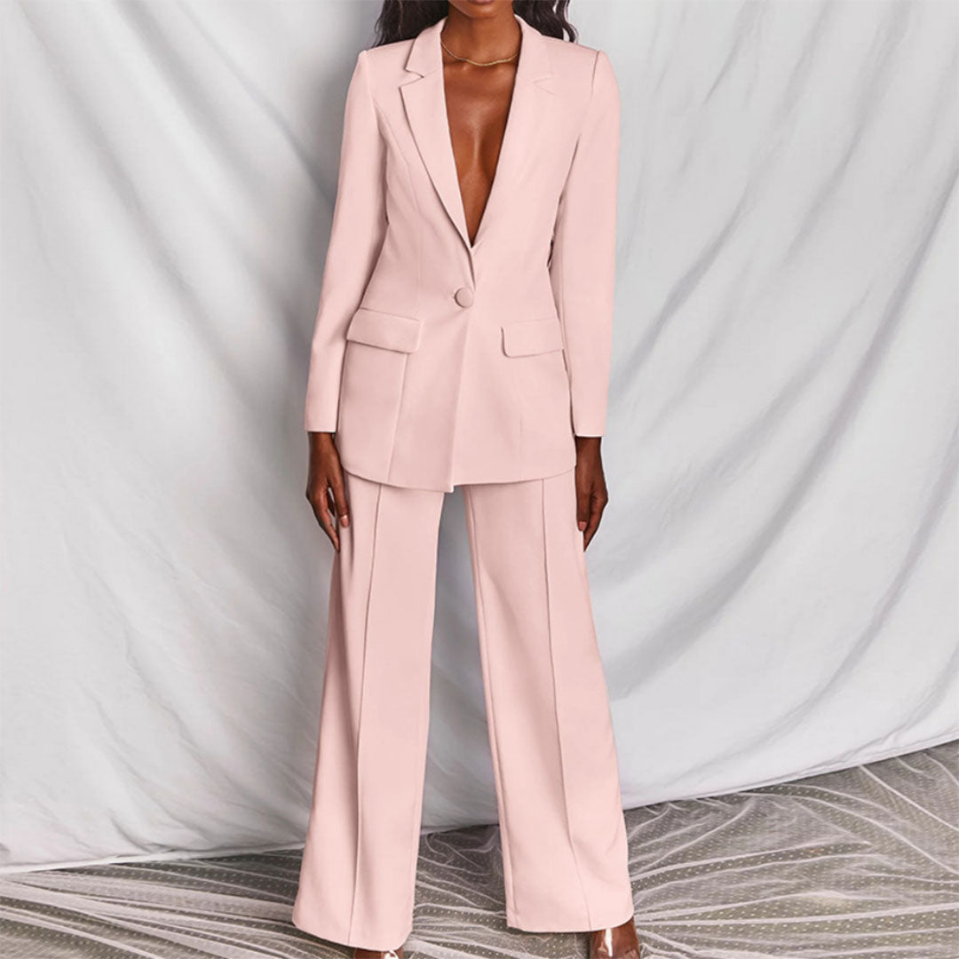Elegant Blazer og Bukse Sett for Kvinner