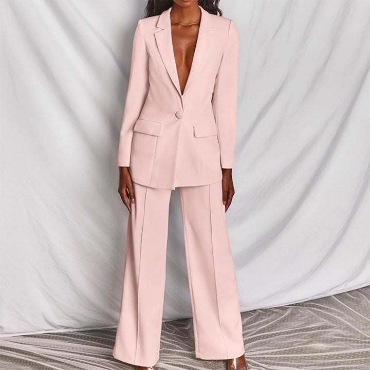 Elegant Blazer og Bukse Sett for Kvinner
