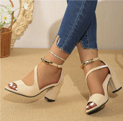 Open Heels for Women with Ankle Strap