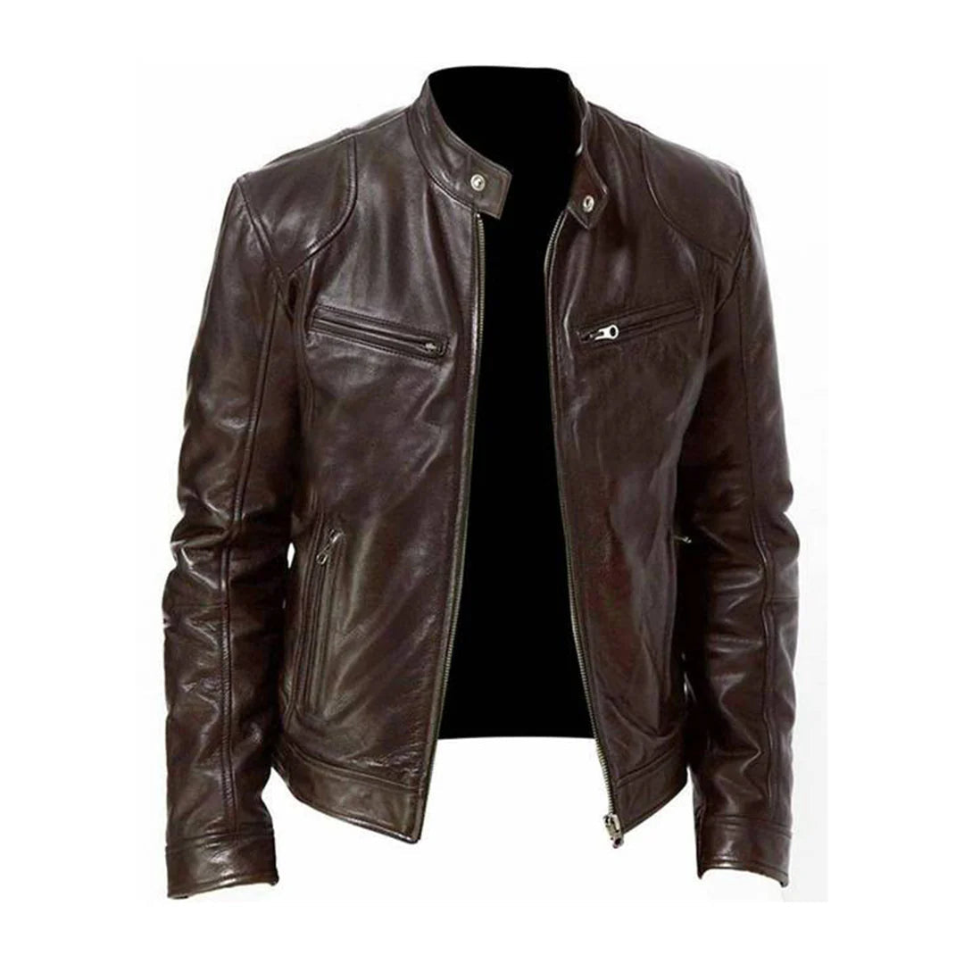 Classic leather jacket for men