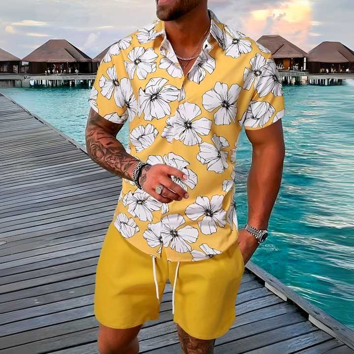 Retro Beach Style Hawaiian Outfit Set