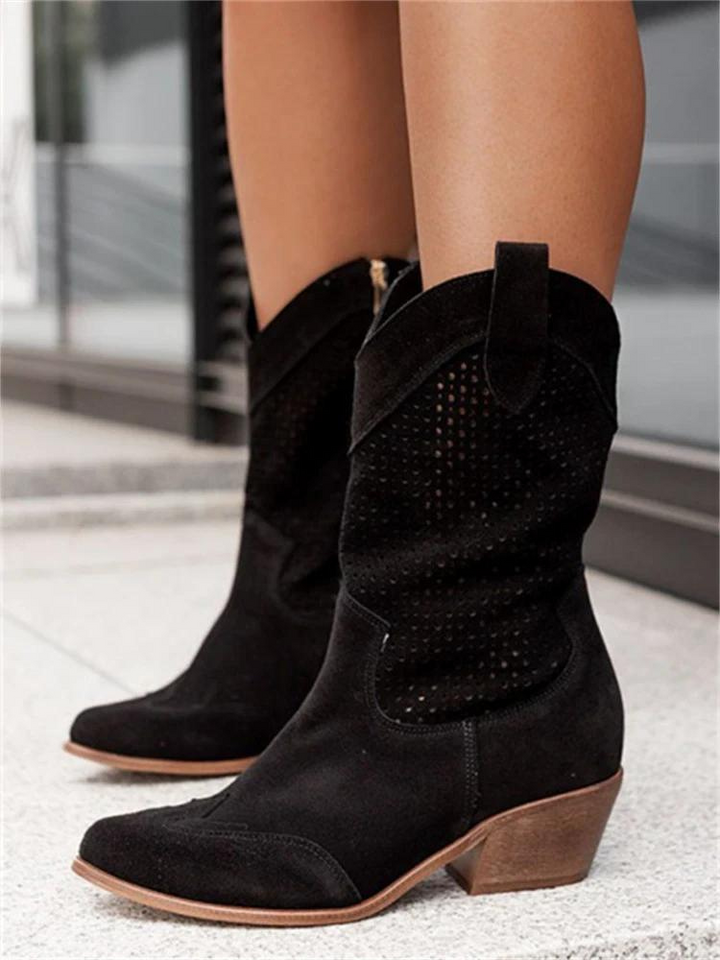 Mid-height western cowboy boots for women