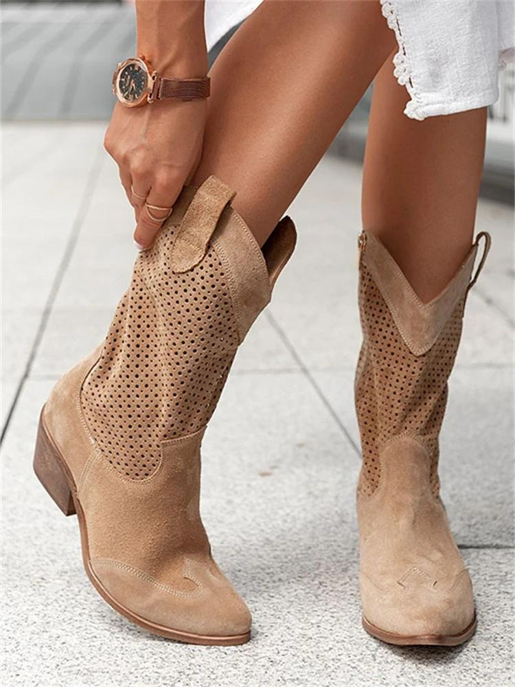 Mid-height western cowboy boots for women