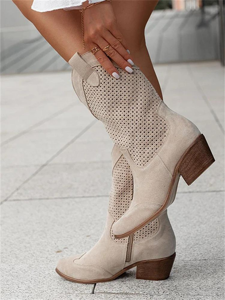 Mid-height western cowboy boots for women