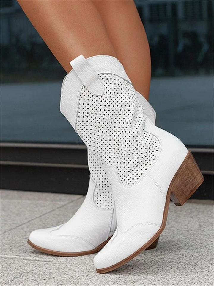 Mid-height western cowboy boots for women