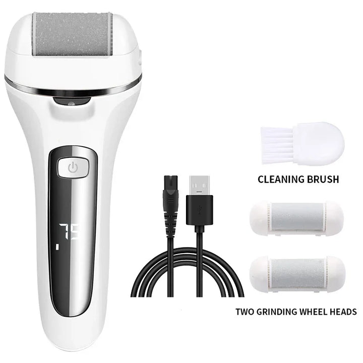 Elektrisk hornhudfjerner Pediluxe Pro | Med 3 slipehoder, LED & LCD | Oppladbar & vanntett IPX7 | For myke og pleide føtter