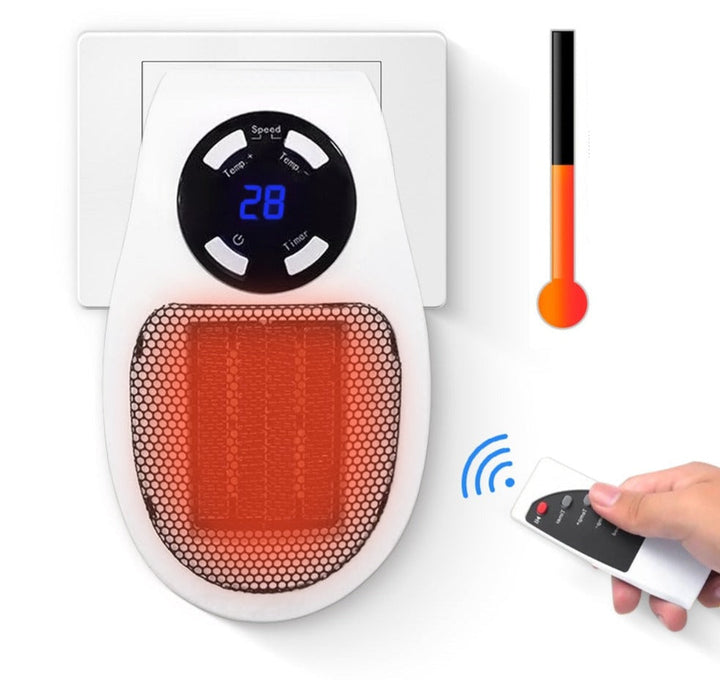 Stillegående varmeovn 500 W med timer og LED-display